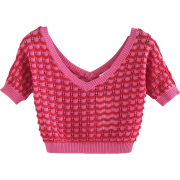 Wavy V-neck colorblock openwork sweater - Bolero - $27.99  ~ 24.04€