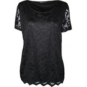 WearAll Plus Size Women's Lace Short Sleeve Top - Košulje - kratke - $9.00  ~ 57,17kn