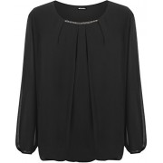 WearAll Women's Chiffon Diamante Lined Bubble Hem Long Sleeve Sheer Party Top - Camicie (corte) - $11.33  ~ 9.73€
