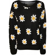WearAll Women's Flower Long Sleeve Knitted Jumper - Long sleeves t-shirts - $7.50 