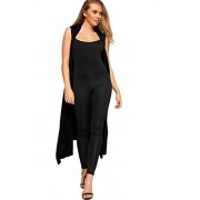 WearAll Women's Long Maxi Open Sleeveless Top Jacket Collar Plain Cardigan - Cardigan - $0.51 