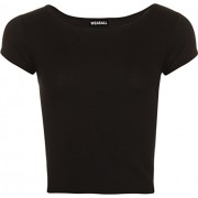 WearAll Womens Plain Crop Short Sleeve Ladies Stretch Bra Vest Top - Camicie (corte) - $1.10  ~ 0.94€