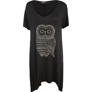 WearAll Women's Plus Size Owl Stud Short Sleeve Hanky Hem Top - Košulje - kratke - $12.70  ~ 80,68kn