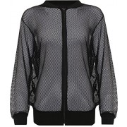 Wearall Women's Plus Mesh Bomber Jacket Long Sleeve Net Plain Zip Top - Jakne i kaputi - $12.71  ~ 10.92€