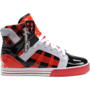 White And Black Red High Tops  - 经典鞋 - 