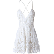 White Lace Romper - Vestidos - 