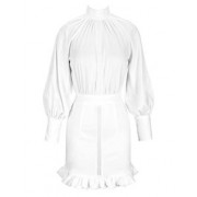 White Mini Dress with Cuffs - Resto - 