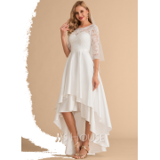 White hi low lace dress - ウェディングドレス - $49.00  ~ ¥5,515