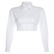 White shirt polo collar waistband slimmi - Košulje - kratke - $25.99  ~ 165,10kn