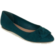 Wide Fit Green Suedette Knot Bow Pumps - Loafers - £17.99 