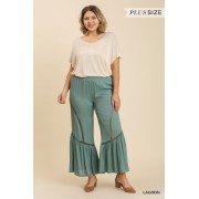 Wide Leg Elastic Waist Lace Tape Pants - Meia-calças - $64.90  ~ 55.74€