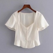 Wild V-neck waist ruffled short-sleeved - Košulje - kratke - $25.99  ~ 165,10kn