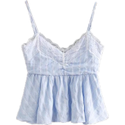 Wild lace stitching striped harness top - Košulje - kratke - $25.99  ~ 165,10kn