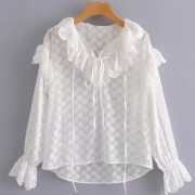 Wild white long sleeve V-neck ruffled sh - Košulje - kratke - $27.99  ~ 177,81kn