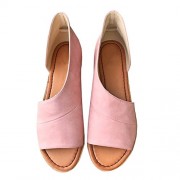 Women Casual D'orsay Open-toe Flats Slip-On Cut Out Asymmetrical Sandal Low Heel Shoes - Sandals - $18.89 