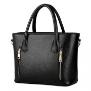 Women Top-Handle Handbags Double Zipper Faux Leather Shoulder Tote Bag Medium - Bag - $29.99 
