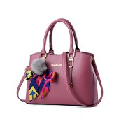 Women's Designer Inspired Faux Leather Matching Ribbed Pendant Shoulder Handbag Tote Purse - Bag - $32.99 