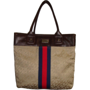 Women's Large Tommy Hilfiger Tote Handbag (Beige/Brown Alpaca) - Hand bag - $99.00 