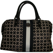 Women's Tommy Hilfiger Bowlr Satchel Handbag (Black/Tan With Black & White Stripe) - Hand bag - $99.00 