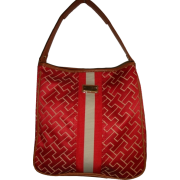 Women's Tommy Hilfiger Bucket Tote Handbag (Burnt Orange/White/Tan Large Logo) - Hand bag - $95.00 