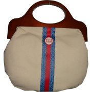 Women's Tommy Hilfiger Handle Bag (White Canvas With Red/Blue/Brown) - Hand bag - $99.00 