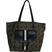 Women's Tommy Hilfiger Large Tote Handbag (Black Alpaca With Front Flap) - Hand bag - $94.98 