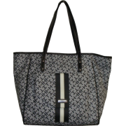 Women's Tommy Hilfiger Large Tote Handbag (Gray Alpaca Trimmed With Black With Front Flap) - Hand bag - $129.00 