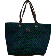 Women's Tommy Hilfiger Large Tote Handbag (Navy/Green Large Logo) - Hand bag - $109.00 