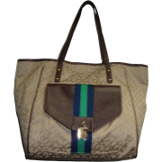 Women's Tommy Hilfiger Large Tote With A Front Flap (Beige/Brown Alpaca) - Hand bag - $109.00 