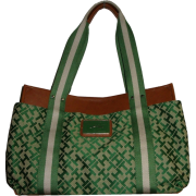 Women's Tommy Hilfiger Medium Iconic Handbag (Green Alpaca Trimmed With Brown) - Hand bag - $99.00 