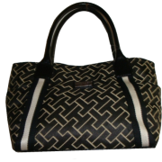 Women's Tommy Hilfiger Medium Tote (Black/Tan Large Logo) - Hand bag - $89.00 