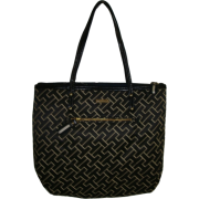 Women's Tommy Hilfiger Tote Handbag (Black/Tan Large Logo) - Hand bag - $99.00 