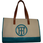 Women's Tommy Hilfigerl Canvas EW Tote (Turquoise/White/Brown) - Hand bag - $89.00 