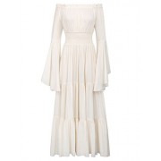 Women Boho Renaissance Off Shoulder Long Maxi Dress With Bell Sleeves BP000401 - Accesorios - $33.99  ~ 29.19€