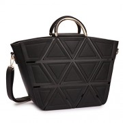 Women Designer Handbag Satchel Bag Large Tote Bag Top Handle Shoulder Bag Work Purse with Geometric Trim - Borsette - $169.99  ~ 146.00€