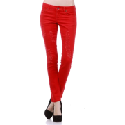 Womens Designer Jeggings Denim Distressed Skinny Club Leggings Red Cherry - Leggings - $34.99 