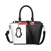 Womens's Fashion Splicing Color Leather Handbags Shoulder Bag Satchel With Penguin Pendant Small Size - Bolsas - $29.99  ~ 25.76€