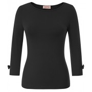 Women's 3/4 Sleeve Crew Neck Slim Fitted Stretchy Tops Basic Tee T-Shirt - Košulje - kratke - $14.99  ~ 95,23kn