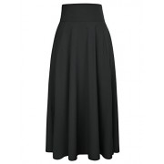 Women's A Line Flared Skirt High Waist Front Split Maxi Skirt with Pockets - Skirts - $16.99 