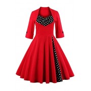 Women's Audrey Hepburn Vintage Style Rockabilly Swing Dress - Dresses - $15.99 