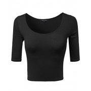 Women's Basic Solid Button Placket Ribbed Half Sleeve Deep Crew Neck Crop Top - Košulje - kratke - $6.98  ~ 44,34kn