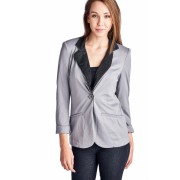 Women's Blazer with Contrast Glitter Lapell - Jacket - coats - $17.00 