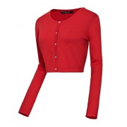 Women's Button Down Crew Neck Cropped Cardigan Knitted Sweater - Košulje - kratke - $16.96  ~ 107,74kn