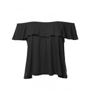 Women's Casual Solid Off-Shoulder Ruffle Top - Košulje - kratke - $7.99  ~ 50,76kn