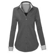 Women's Classic Collar Button Down Single Pocket Long Sleeve Fitted Shirt - Košulje - kratke - $20.98  ~ 133,28kn