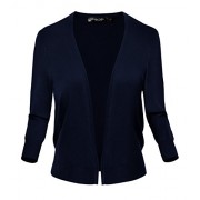 Women's Classic Open Front Sweater 3/4 Sleeve Cardigan - Shirts - $15.98 