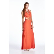 Women's Evening Gown with Neck and Waist Appliques - Dresses - $73.50 