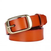 Women's Genuine Leather Belts with Polished Alloy Buckle for Fashion Vintage Dress Jeans - Belt - $15.00 