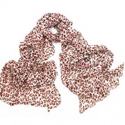 Womens Long Cotton Scarf White with Pink Leopard Dots - Scarf - $18.00 