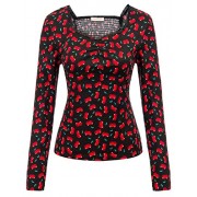 Women's Long Sleeve Sweetheart Blouse Top for Work,Floral-1,Large - Košulje - kratke - $9.99  ~ 63,46kn